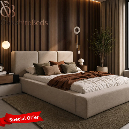 Lennox Bed UK | Luxury Ottoman Storage Bed with Fixed 40" Headboard | OakshireBeds