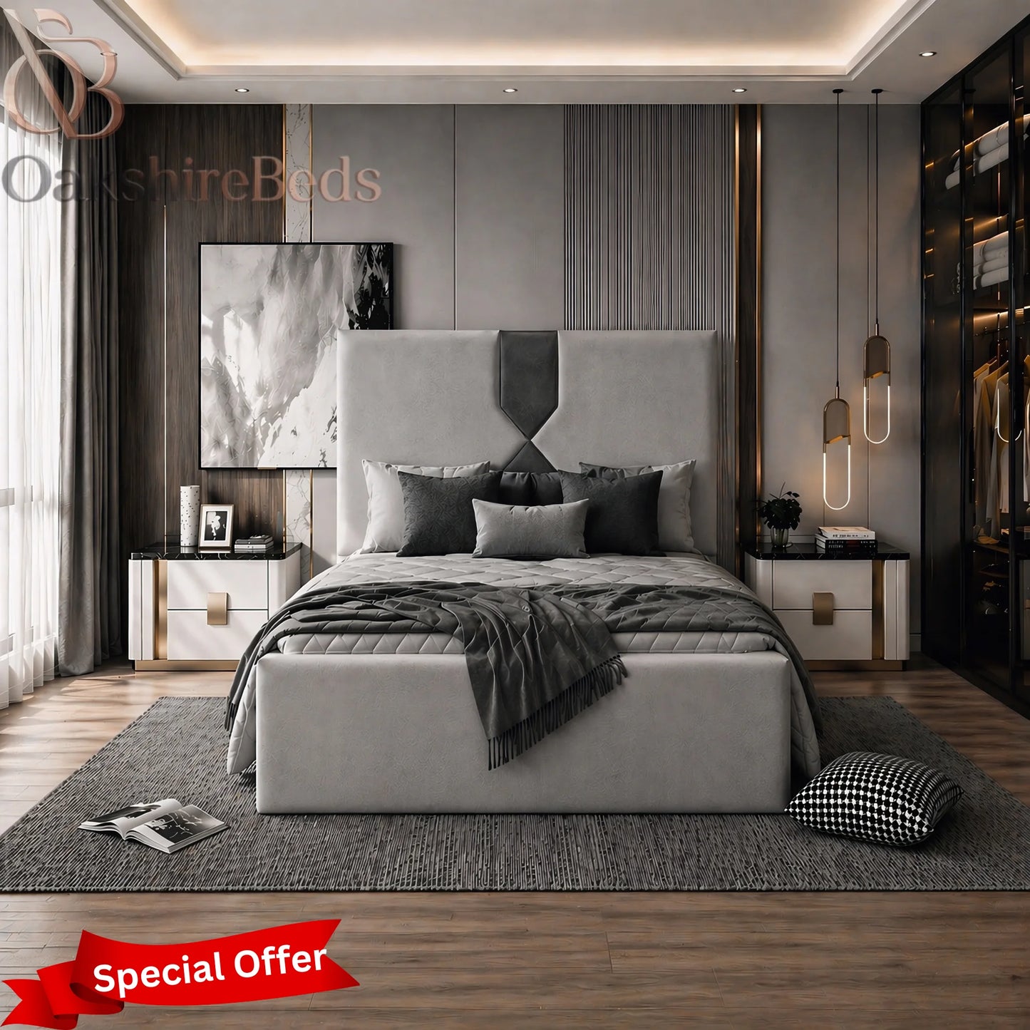 Ailbhe Verte Bed UK | Luxury Upholstered Storage Bed | OakshireBeds