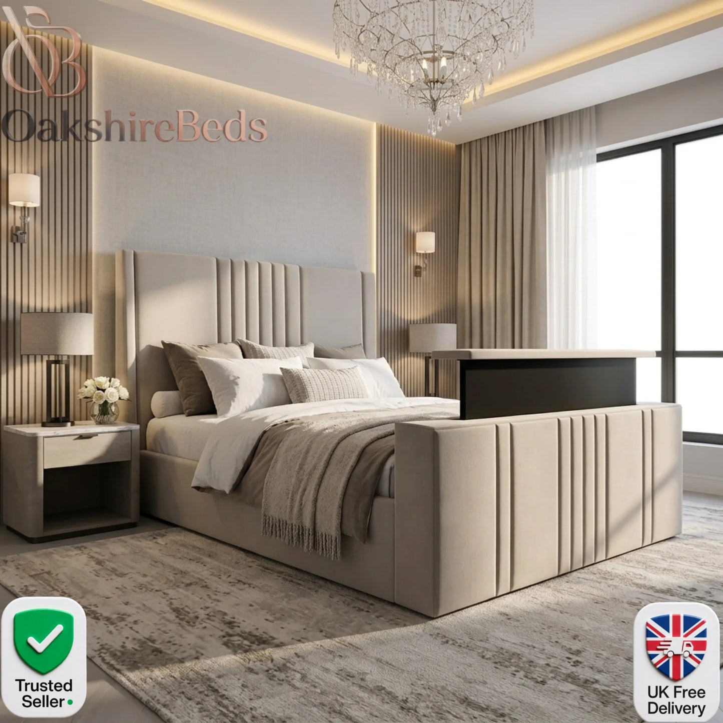 Alba TV Bed Luxury Upholstered TV Bed UK
