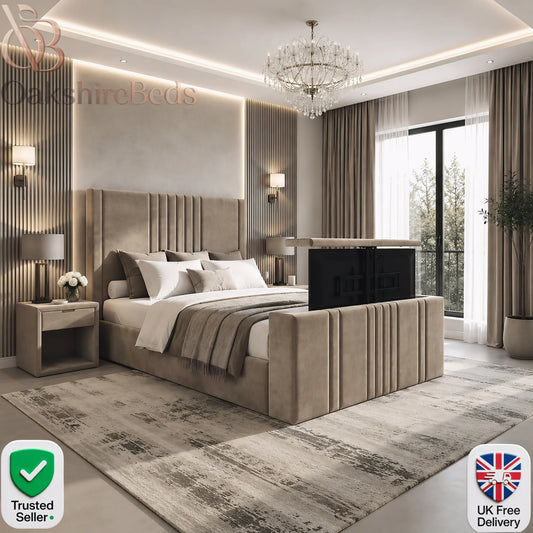Alba TV Bed – Upholstered TV Bed with Lift Mechanism UK