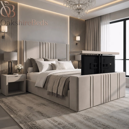 Alba TV Bed – Upholstered TV Bed with Lift Mechanism UK