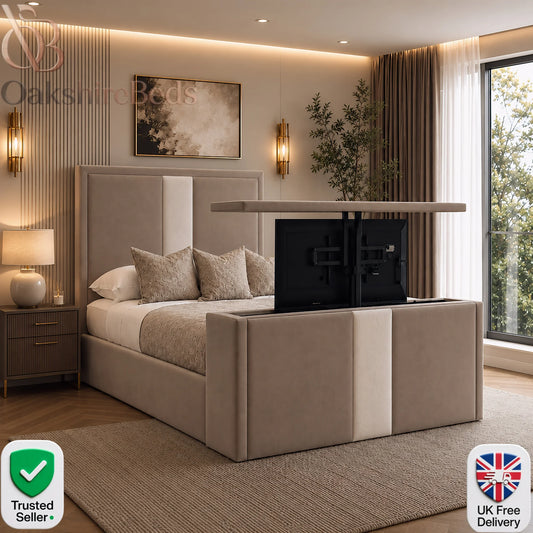 Ascot TV Luxury Upholstered Bed with TV Lift