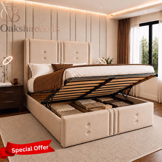Astor Ottoman UK Bed| Luxury Upholstered Storage Bed | OakshireBeds