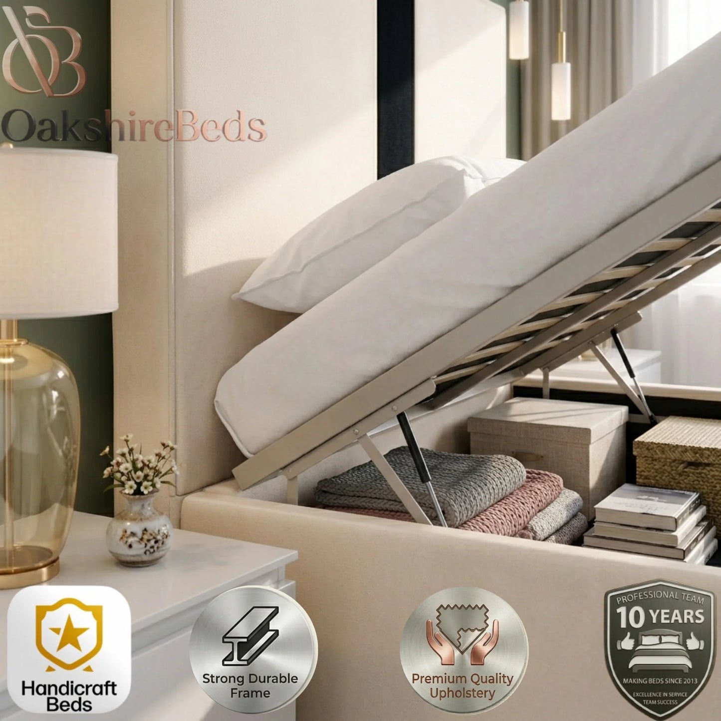 Astoria Luxury Upholstered Bed Frame with Storage Options | OakshireBeds UK