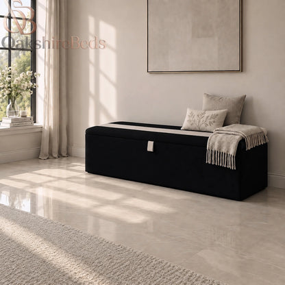Close-up of Bellagio blanket box dual-design lid and contrasting trim