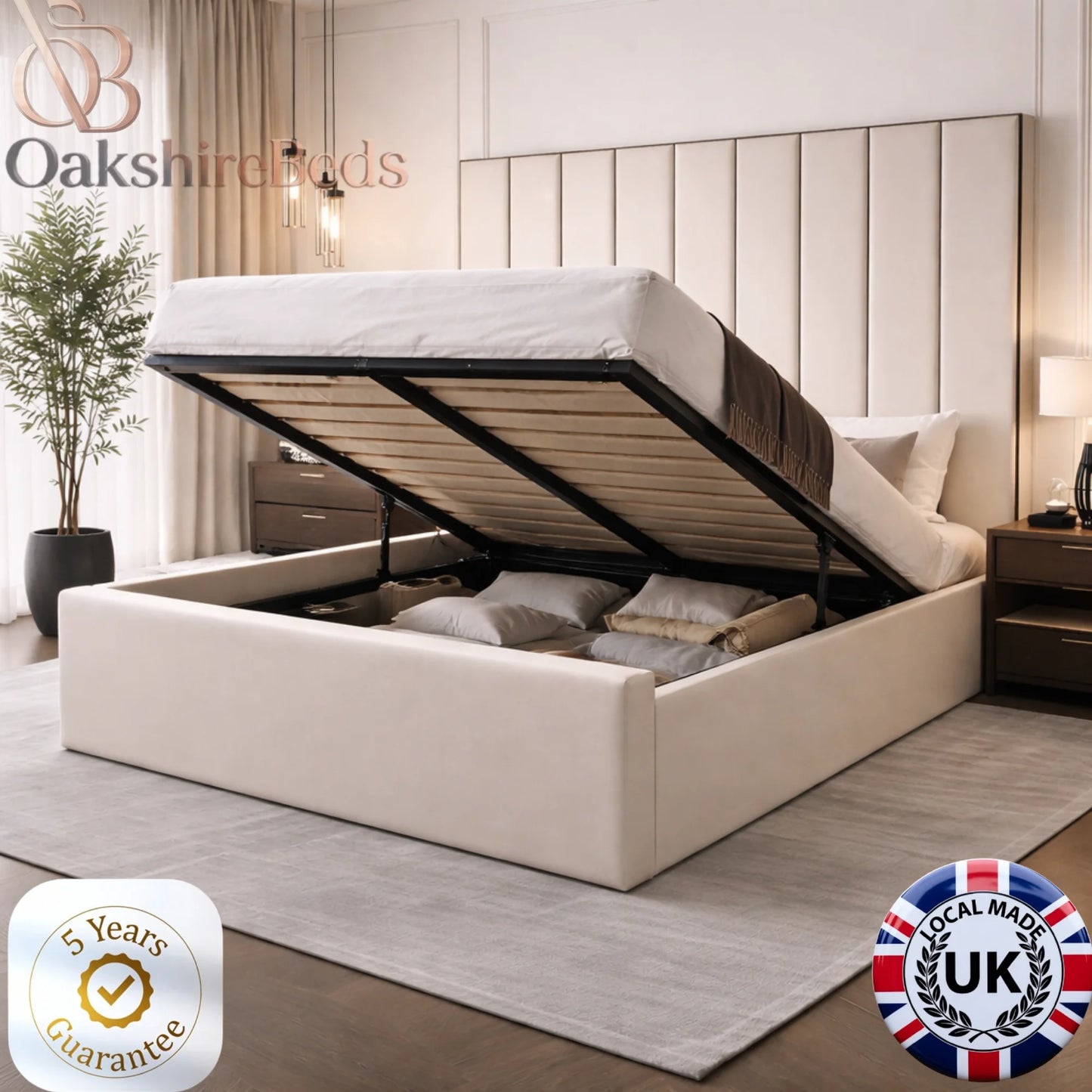 Belrose Bed – Luxury Upholstered Ottoman Storage Bed Frame | OakshireBeds UK