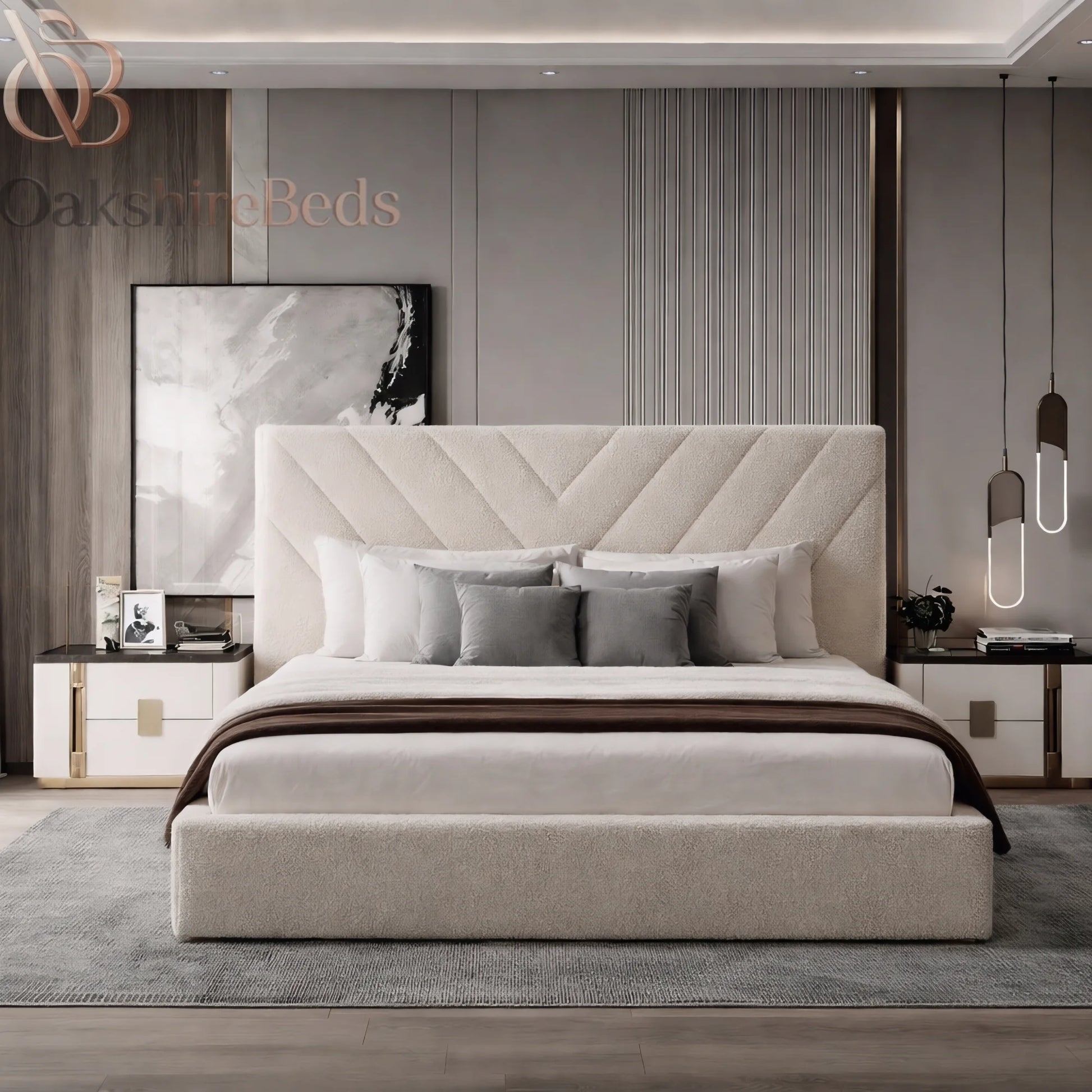 Bouclé Nest Bed fabric and colour variations available in modern luxury bouclé upholstery options at OakshireBeds UK