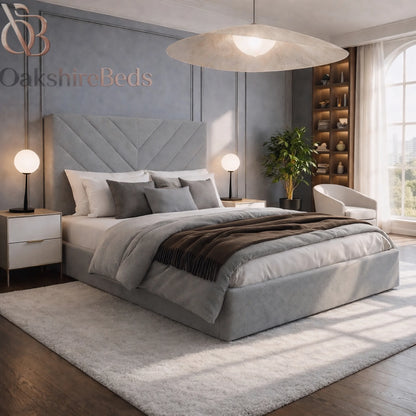 Luxury Bouclé Nest Bed styled in modern UK bedroom interior with cosy décor, soft textures and contemporary designer furniture