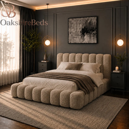 Bounci Bouclé Bed UK | Modern Upholstered Ottoman Storage Bed | OakshireBeds