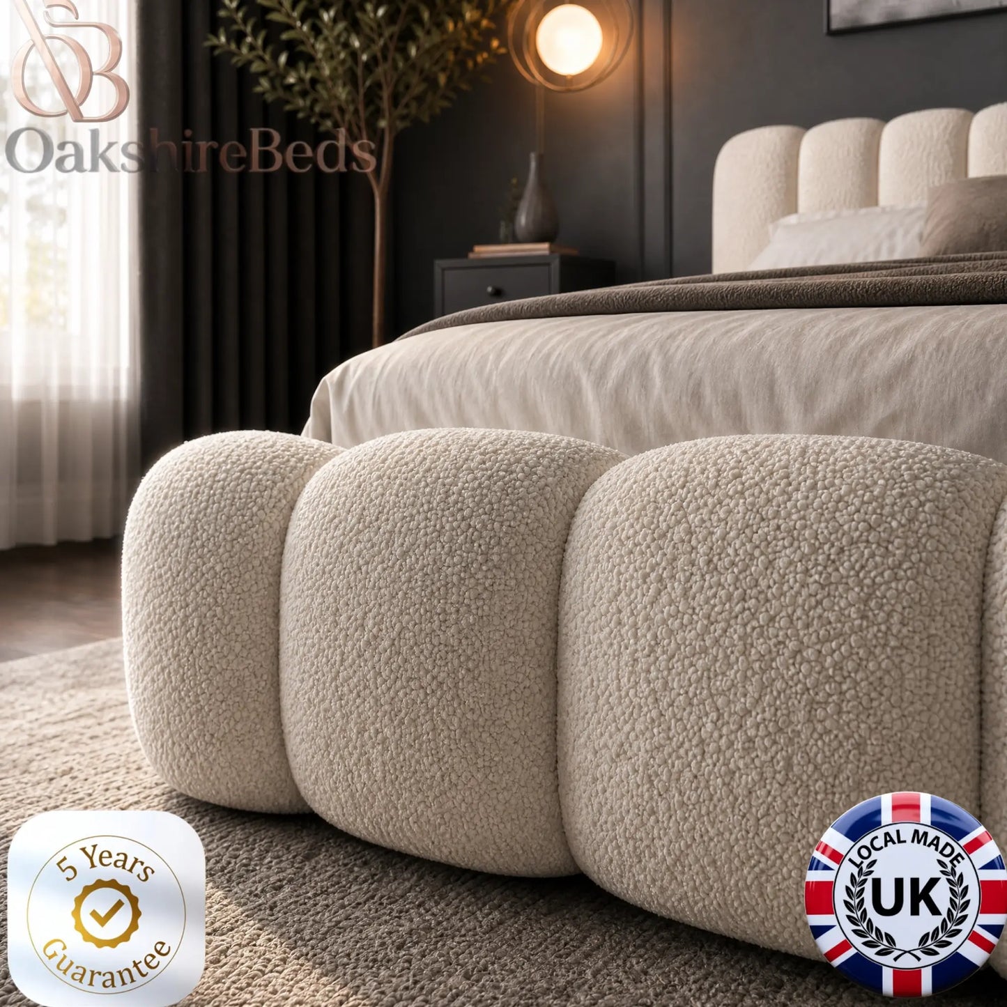 Bounci Bouclé Bed UK | Modern Upholstered Ottoman Storage Bed | OakshireBeds