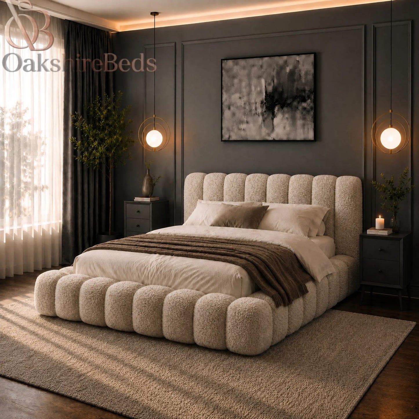 Bounci Bouclé Bed UK | Modern Upholstered Ottoman Storage Bed | OakshireBeds