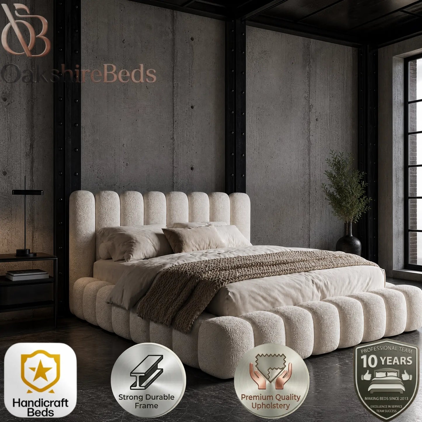 Bounci Bouclé Bed UK | Modern Upholstered Ottoman Storage Bed | OakshireBeds