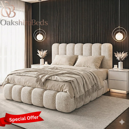 Bounci Bouclé Bed UK | Modern Upholstered Ottoman Storage Bed | OakshireBeds