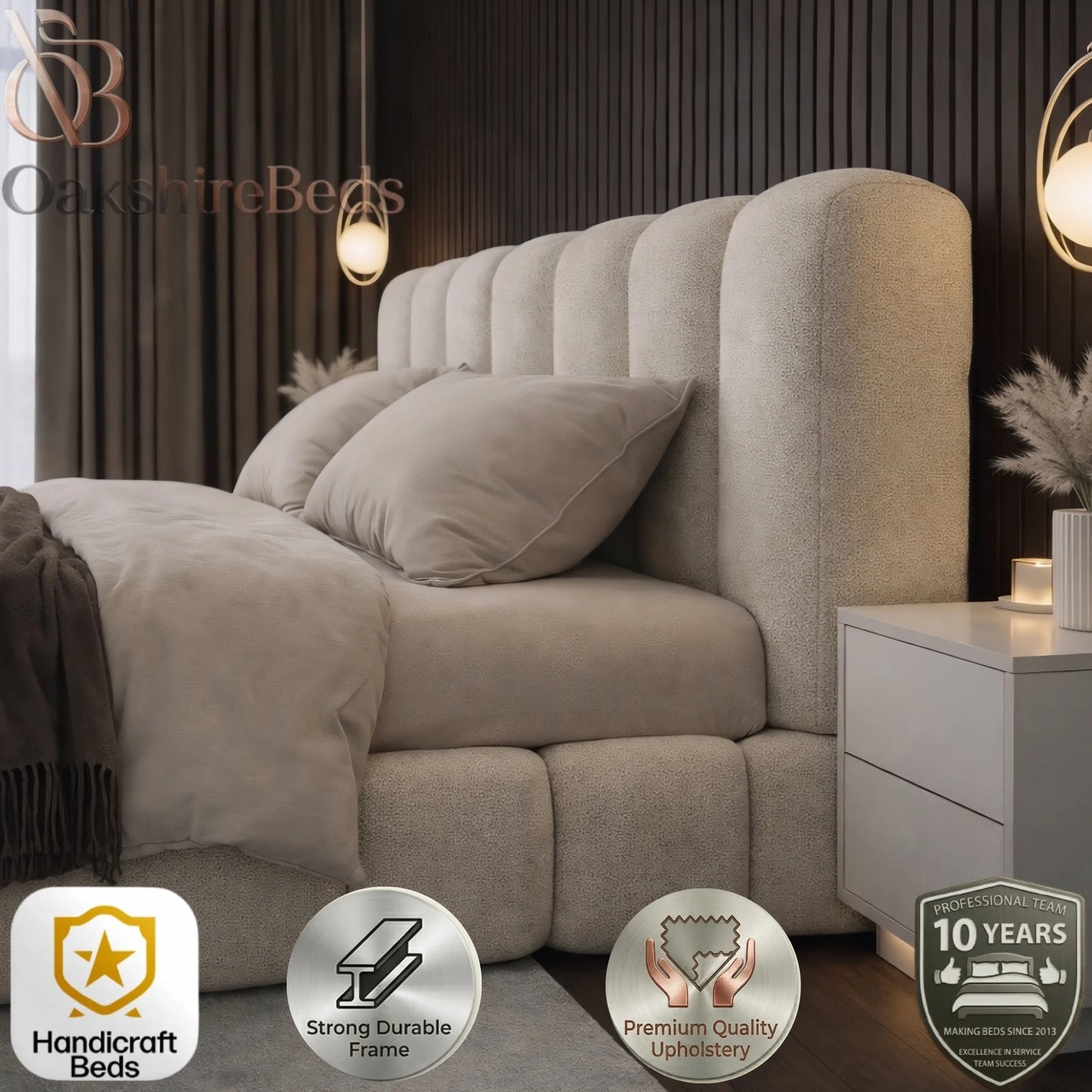 Bounci Bouclé Bed UK | Modern Upholstered Ottoman Storage Bed | OakshireBeds