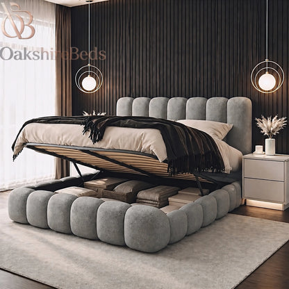 Bounci Bouclé Bed UK | Modern Upholstered Ottoman Storage Bed | OakshireBeds
