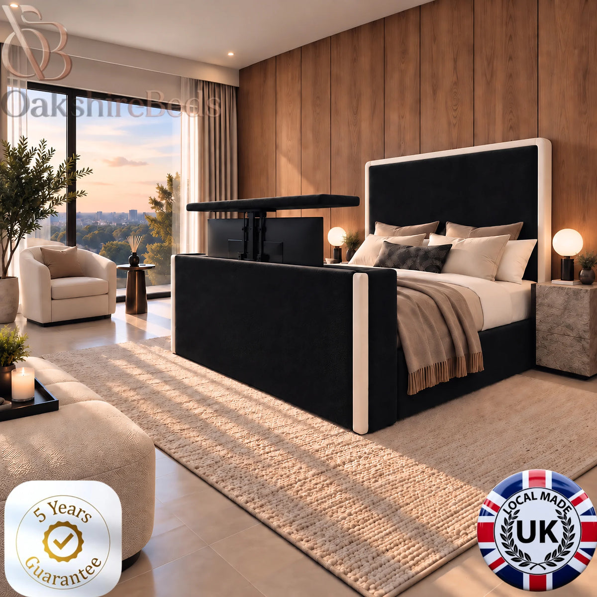 Cavelle Curve TV Bed | Luxury Dual Design Curved Edge TV Bed UK