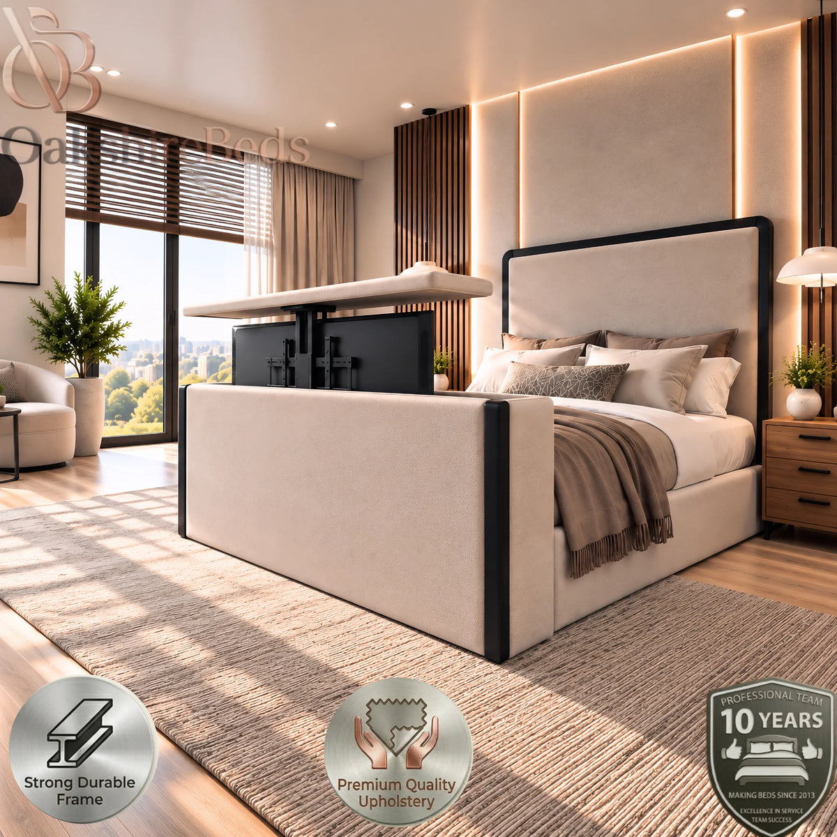 Cavelle Curve TV Bed | Luxury Dual Design Curved Edge TV Bed UK