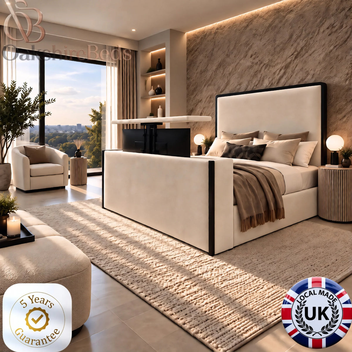 Cavelle Curve TV Bed | Luxury Dual Design Curved Edge TV Bed UK