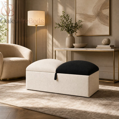 Close-up of Cloudmere blanket box rounded lid and soft fabric texture