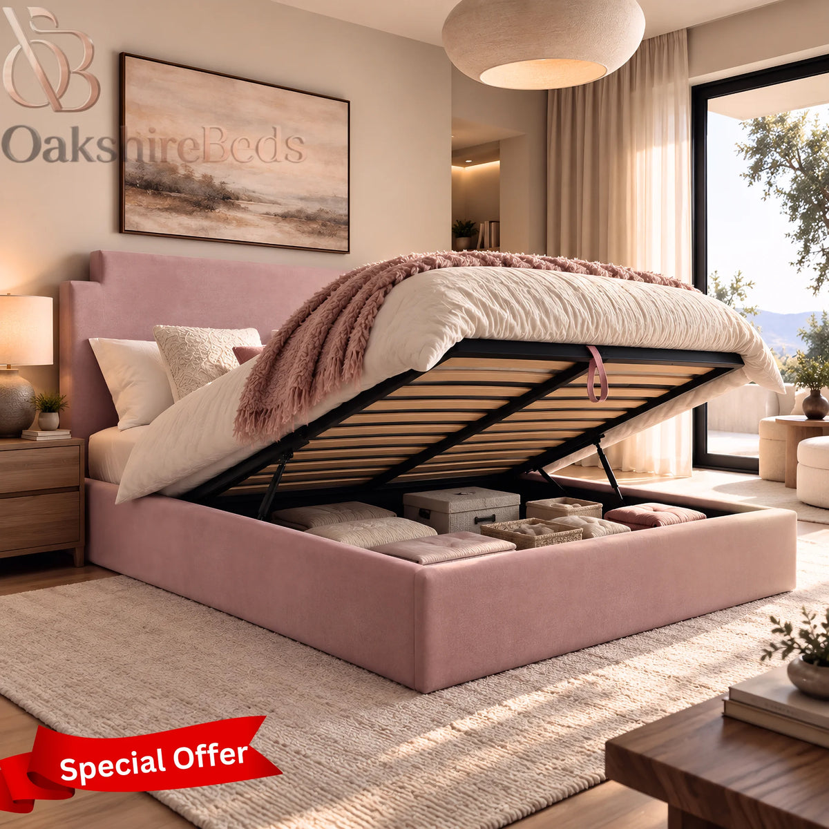 Cole Bed | Luxury Upholstered Ottoman Storage Bed UK | OakshireBeds