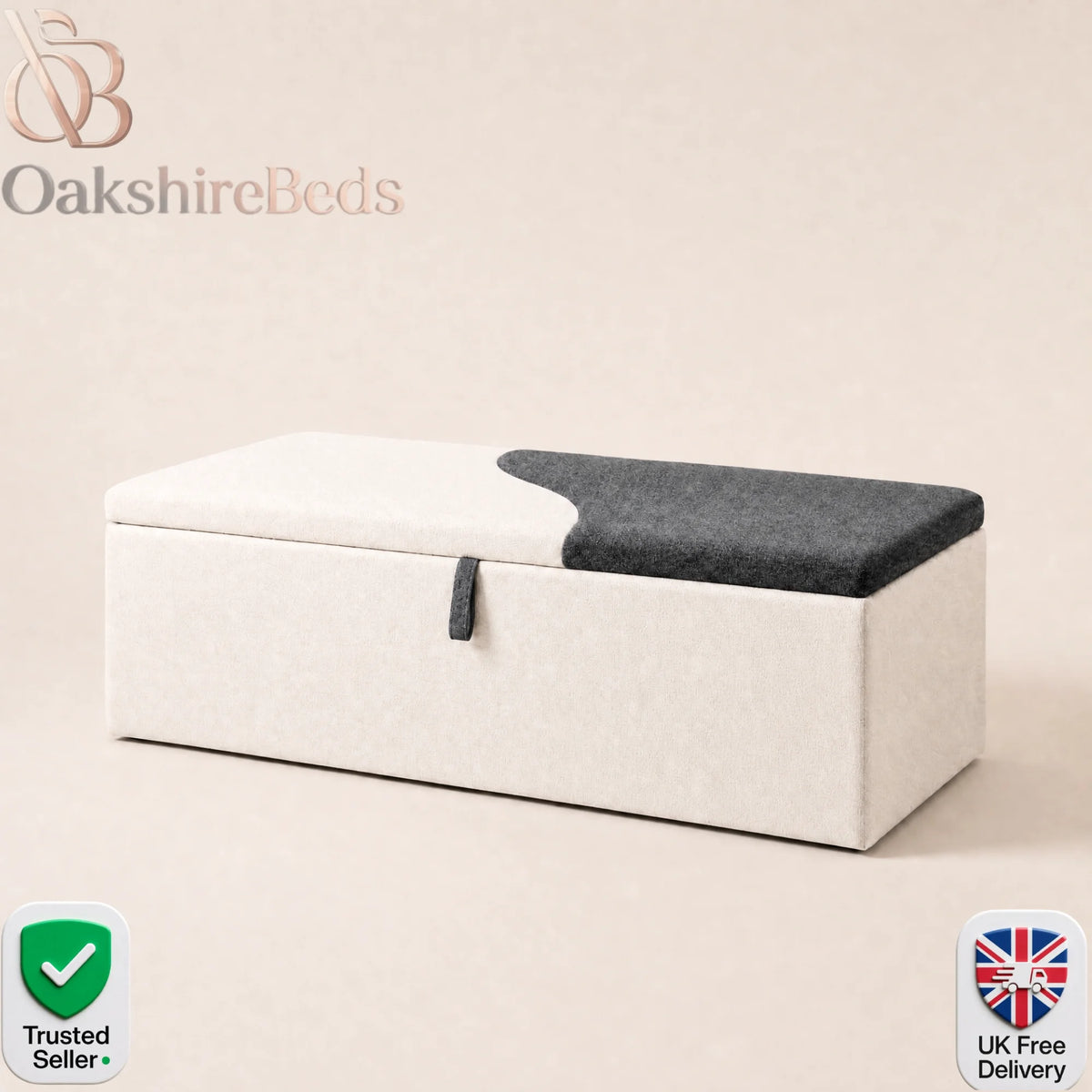 D'Dove upholstered blanket box in black fabric