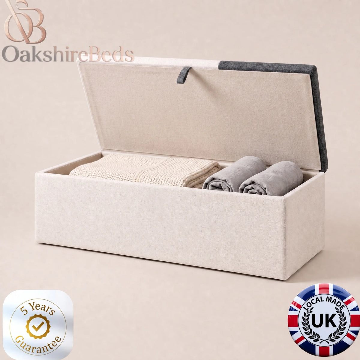 D'Dove upholstered blanket box with lift-up storage compartment