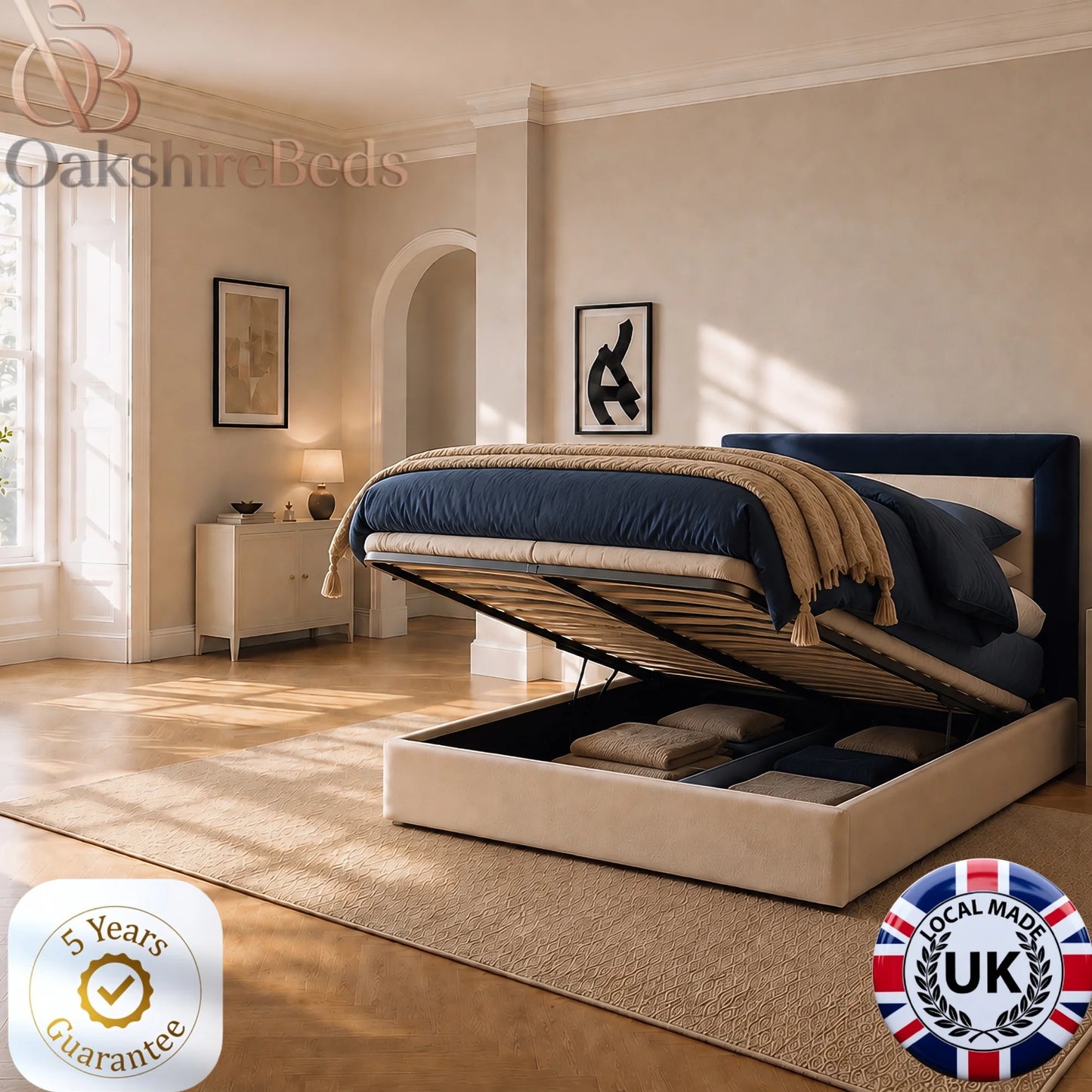 Daylan Bumper Luxury Dual Design Upholstered Storage Bed UK