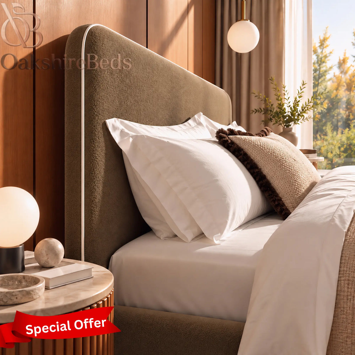 Diamo Piping Floor-Standing Headboard | OakshireBeds