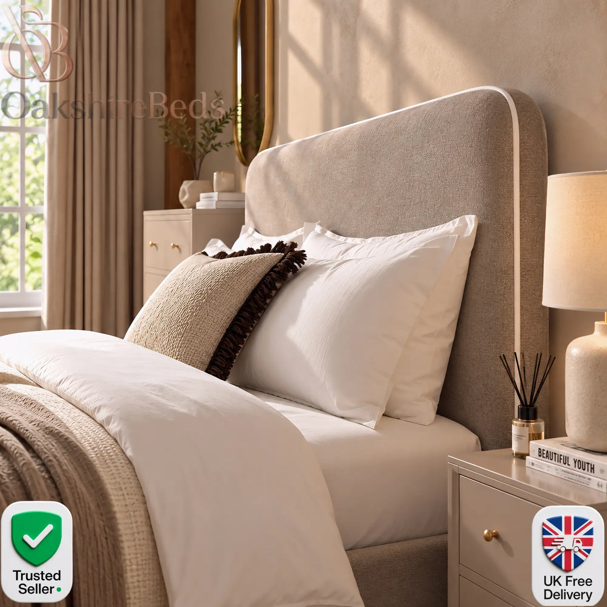 Diamo Piping Floor-Standing Headboard | OakshireBeds