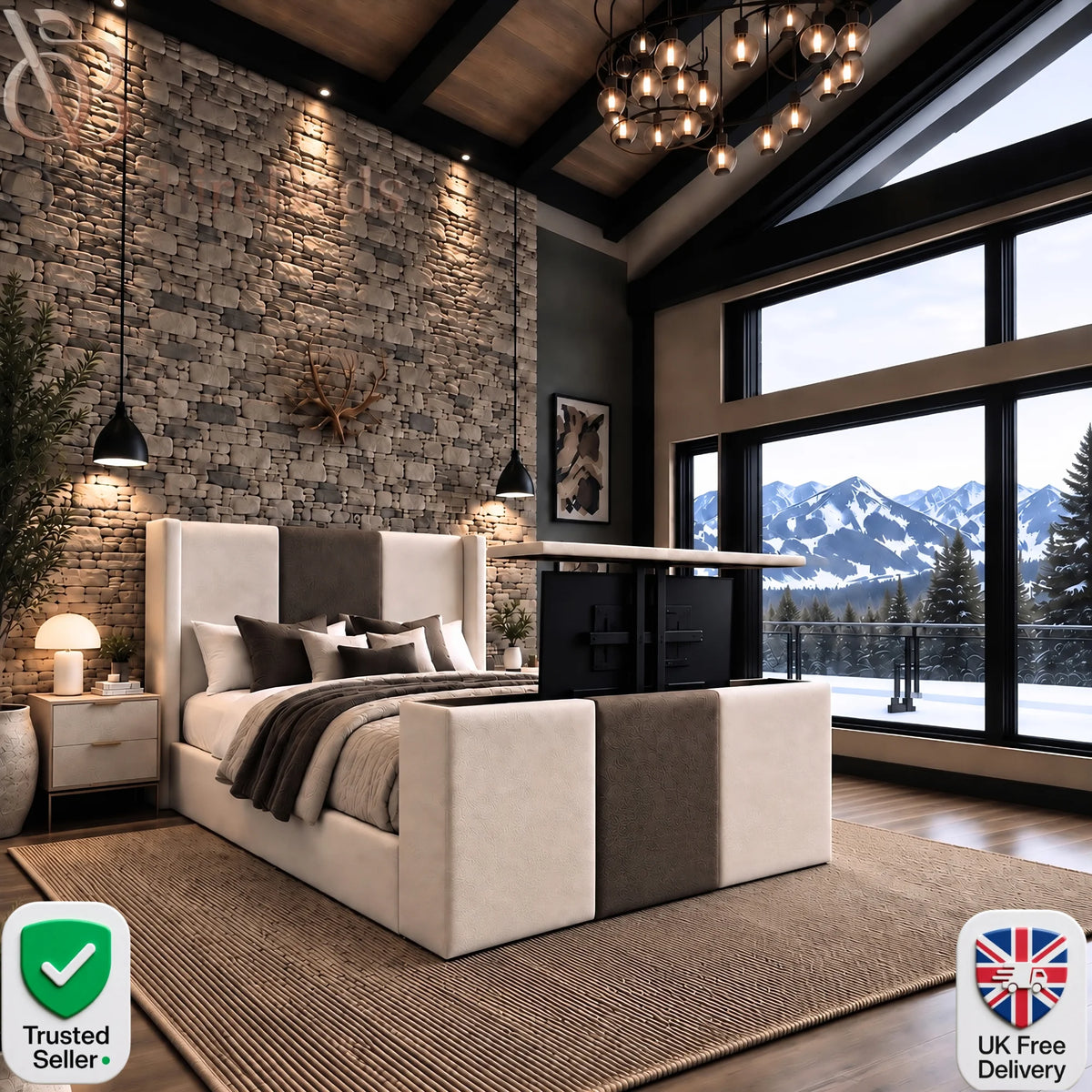 Dualis TV Wing Luxury Dual Design Bed UK | OakshireBeds
