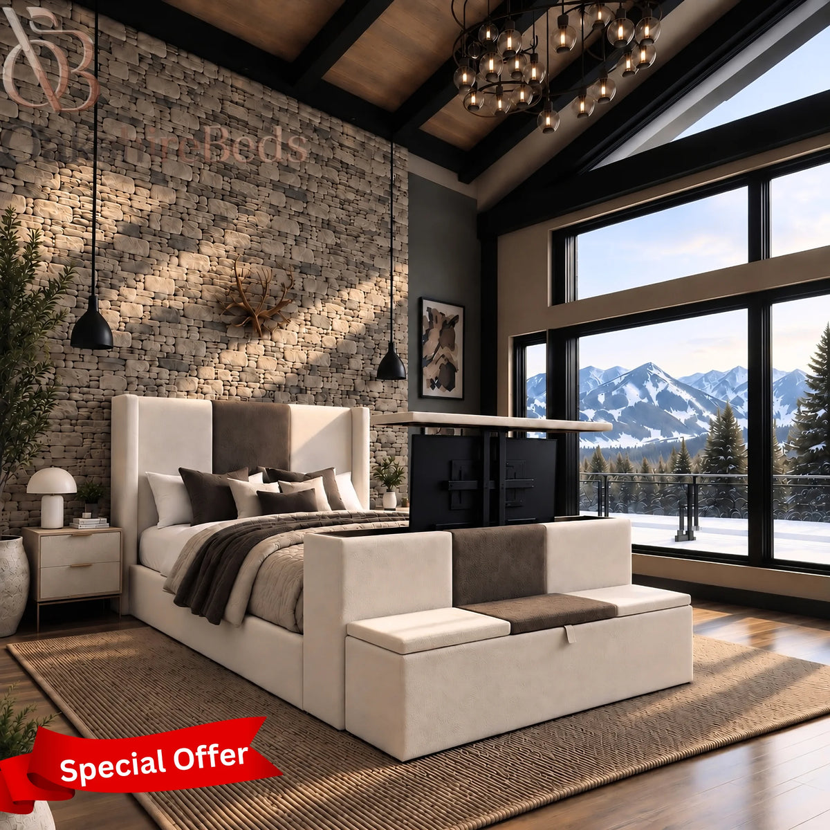 Dualis TV Wing Luxury Dual Design Bed UK | OakshireBeds