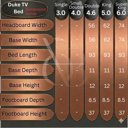 Duske TV Bed UK | Luxury Dual Design Upholstered TV Bed Frame | OakshireBeds