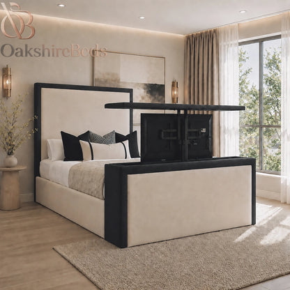 Duske TV Bed UK | Luxury Dual Design Upholstered TV Bed Frame | OakshireBeds