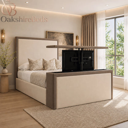 Duske TV Bed UK | Luxury Dual Design Upholstered TV Bed Frame | OakshireBeds