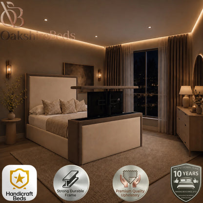 Duske TV Bed UK | Luxury Dual Design Upholstered TV Bed Frame | OakshireBeds