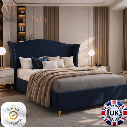 Dune Wing Bed colour and fabric variations available in luxury upholstered wingback bed styles by OakshireBeds