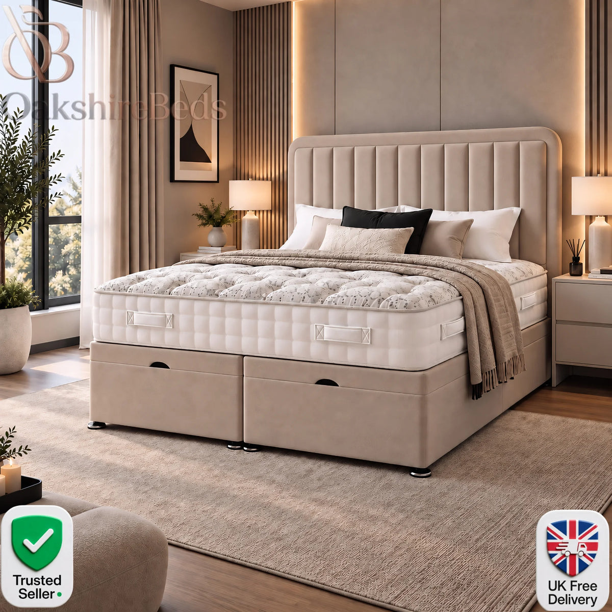 Dusk Solid Divan Bed | Upholstered Divan Bed | OakshireBeds