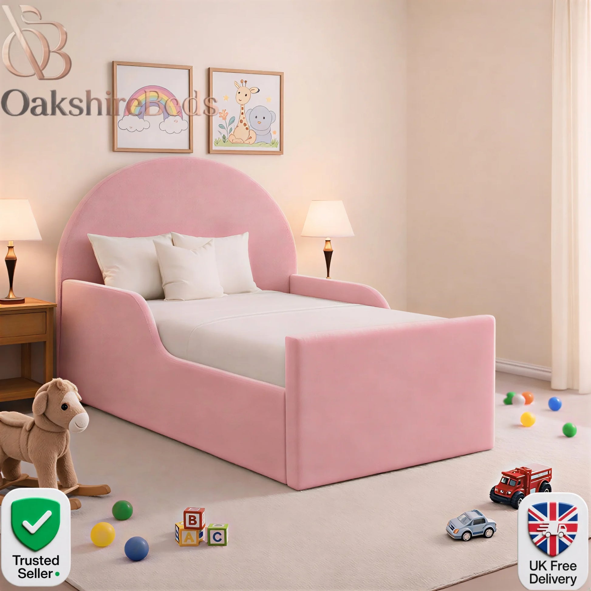Eden Kids Bed UK | OakshireBeds Luxury Upholstered Children’s Bed main product image.webp