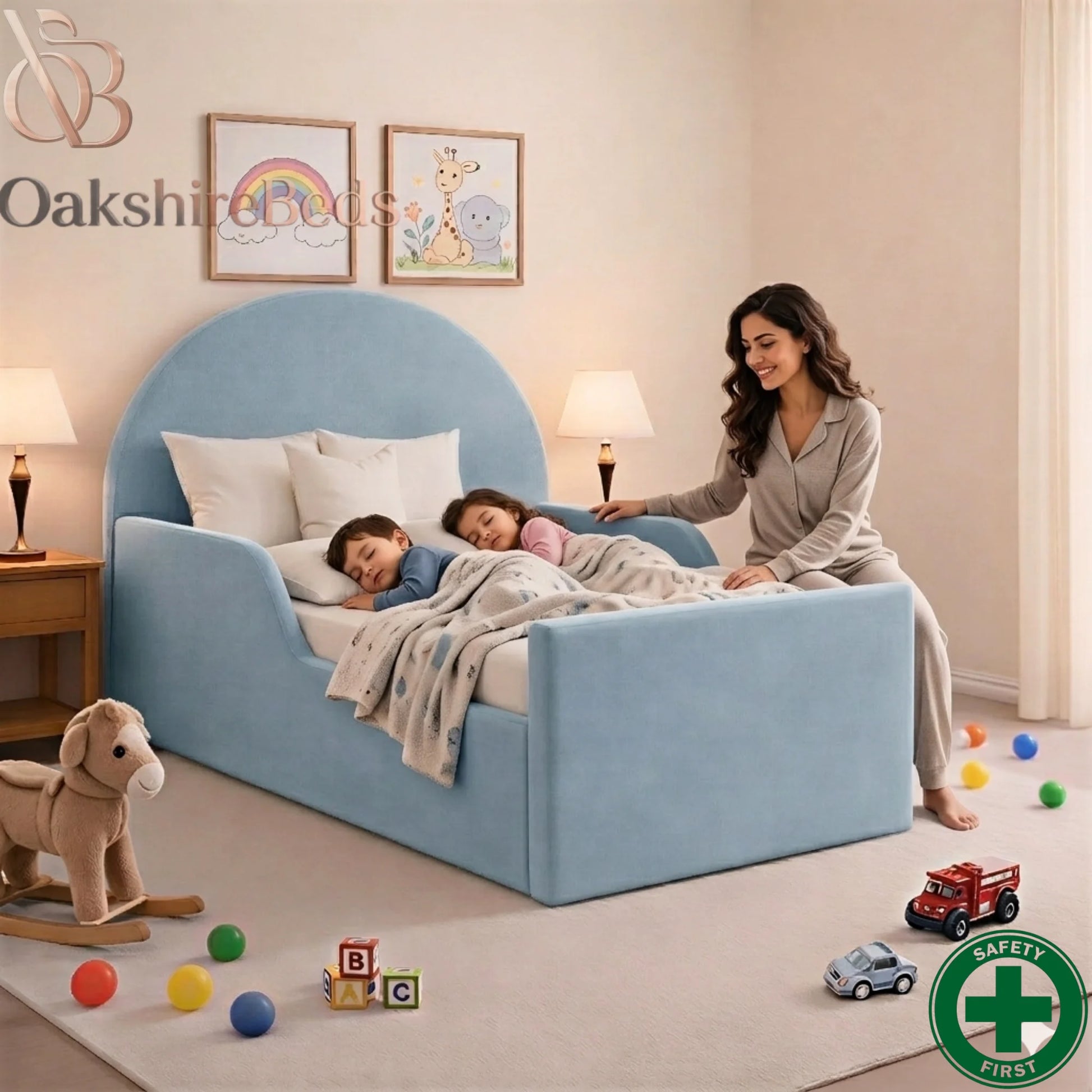 Eden Kids Bed UK | OakshireBeds Luxury Upholstered Children’s Bed Kids enjoy bed.webp