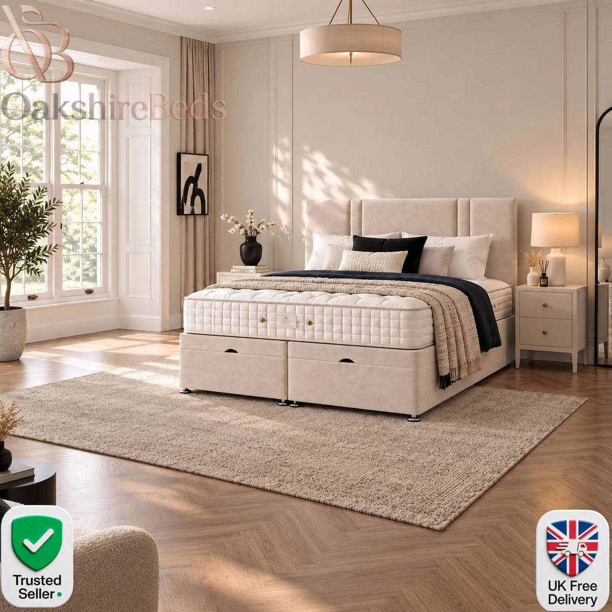 Ellis Solid Divan Gas Lift Bed | Storage Bed | OakshireBeds