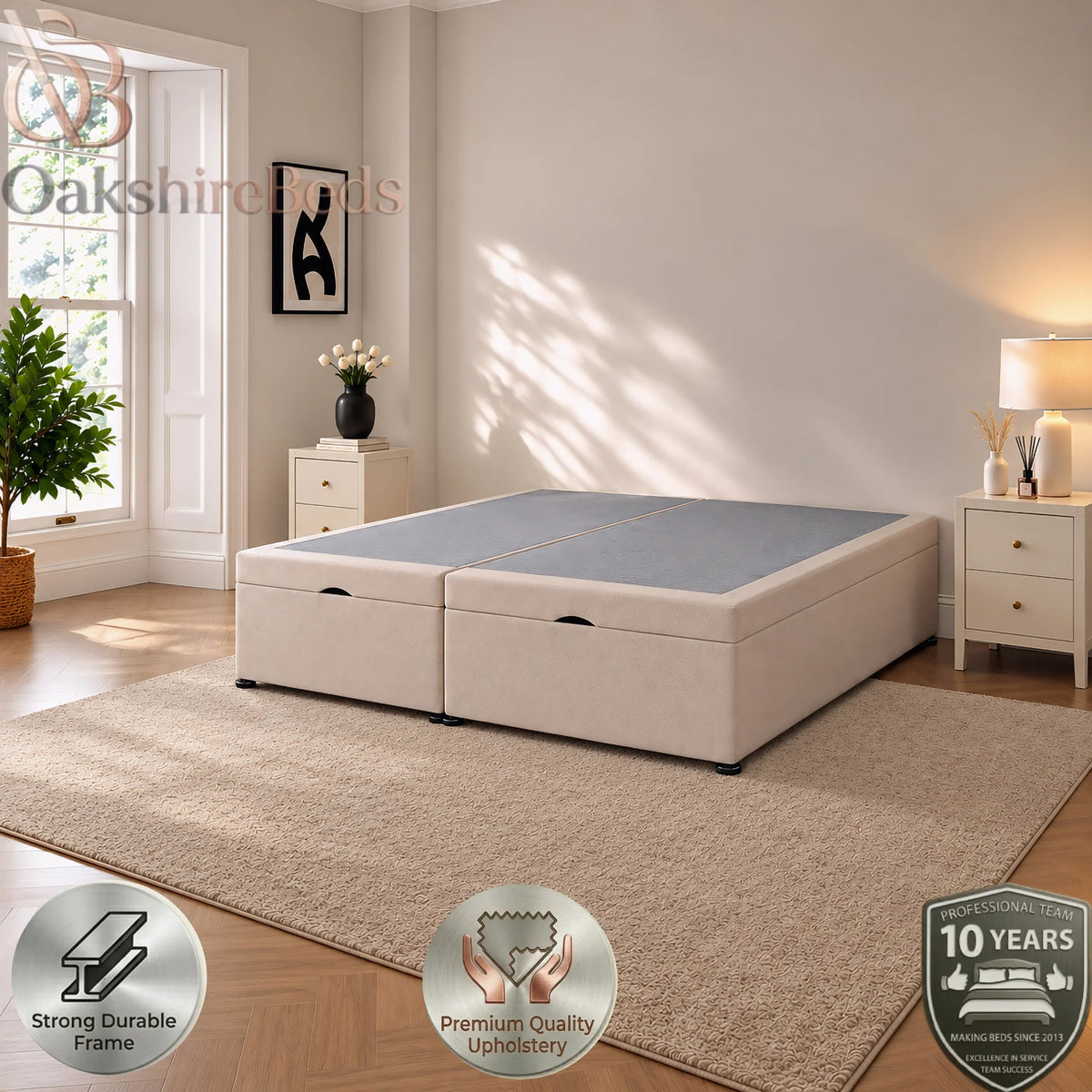 Ellis Solid Divan Gas Lift Bed | Storage Bed | OakshireBeds