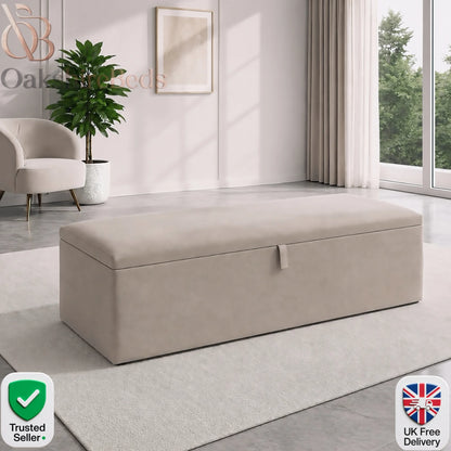 Gracy plain upholstered blanket box with padded lid