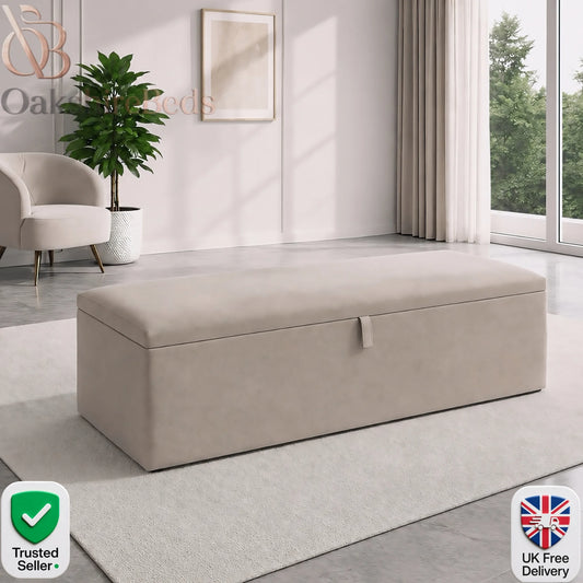 Gracy plain upholstered blanket box with padded lid