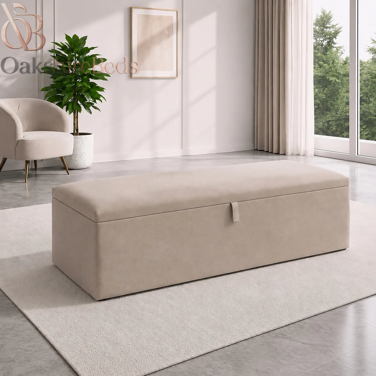 Gracy blanket box styled at the end of an upholstered or ottoman bed