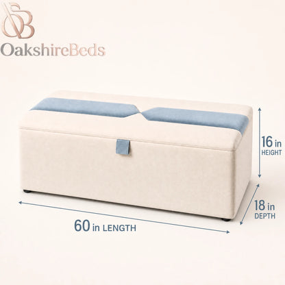 Horizon blanket box size guide showing 16 height , 60 length  and 18 inch depth
