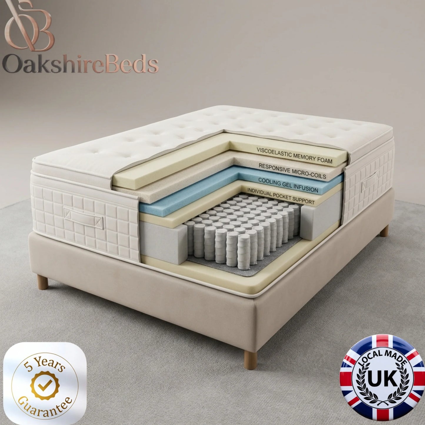 Hybrid Deluxe 4000 Pocket Pillow Top Mattress UK – Luxury Memory Foam Support | OakshireBeds