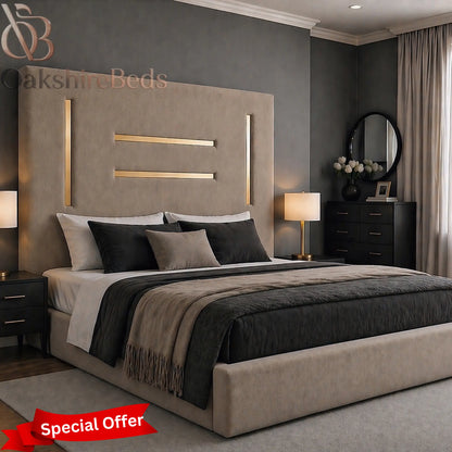 Kensington luxury bed full room setup modern bedroom UK upholstered trimline bed design