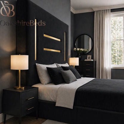 Kensington trim bed ottoman storage option modern luxury bed frame UK thick padded headboard