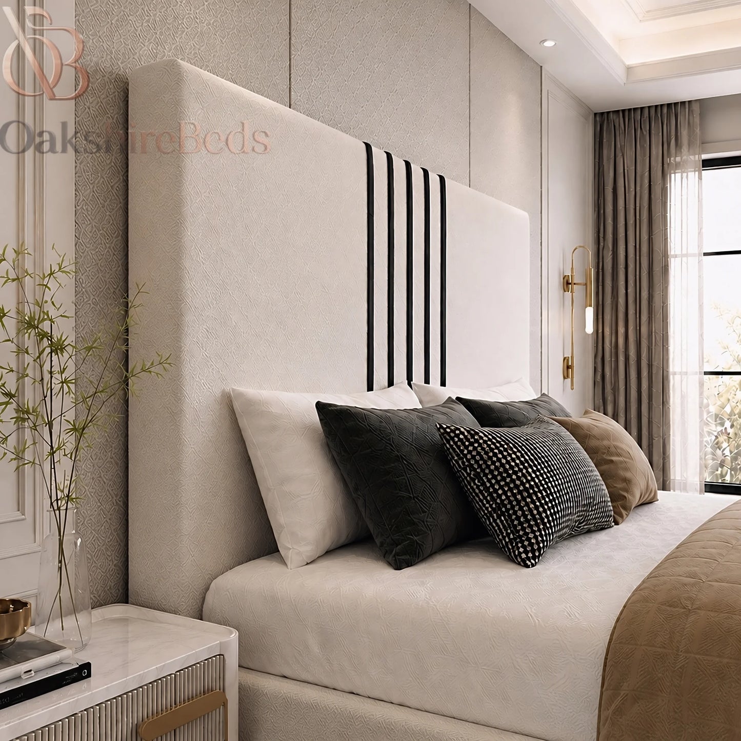 Knox Bed UK | Black Trim Storage Bed | Luxury Upholstered Bed | OakshireBeds