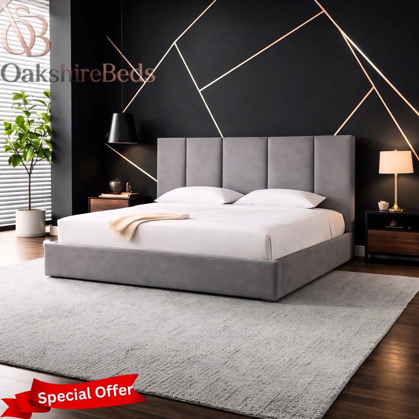 title Kyron Bed  Luxury Upholstered Bed Frame with Storage Options | OakshireBeds UK